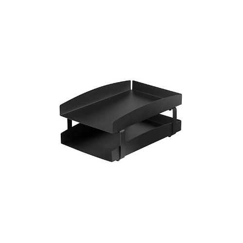 2-Tier Steel Letter Tray – Black 250mm Wide x 350mm Deep x 170mm High