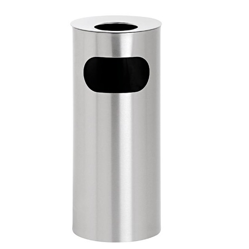 Standing Ashtray Litter Bin – Solid – Silver 240mm Diameter x 600mm High