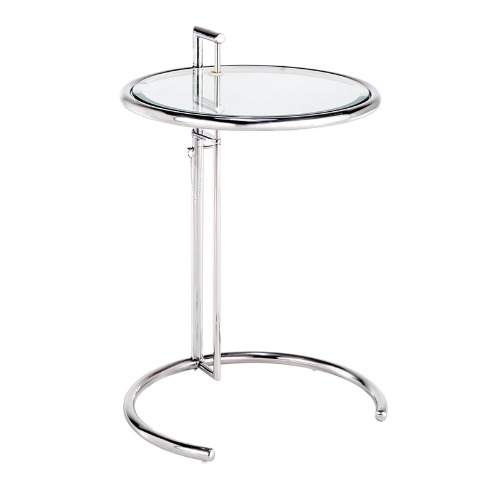 Dalgona Clear Glass Coffee Table Stainless Steel Frame Clear Tempered Glass Height Adjustable