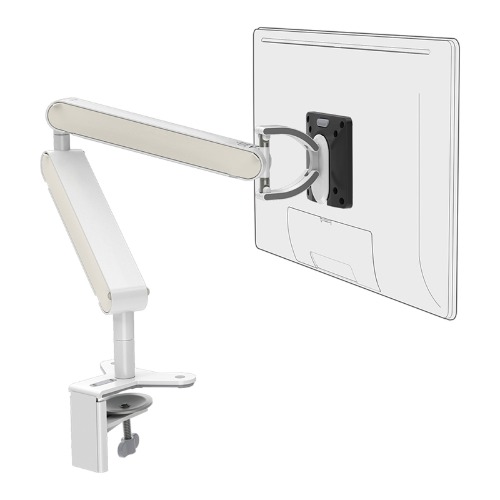Cyborg Single Monitor Arm – White Suitable for 17 to 30 inch screens Maximum Weight: Up to 11KG