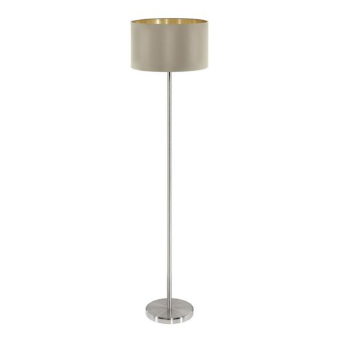 Maserlo Floor Lamp – Taupe/Gold Dimensions: 380mm x 380mm – Height: 1515mm