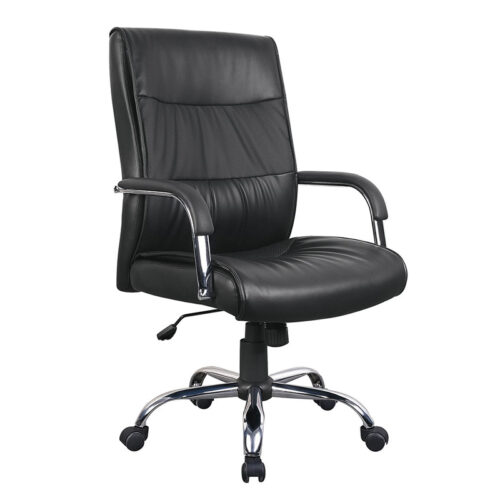 Lorenzo High Back Office Chair – Black Swivel & Tilt Mechanism Gas Height Adjustment Chrome Padded Arms