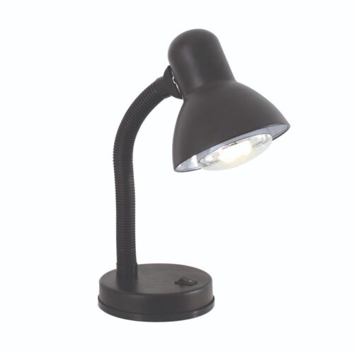 Student Desk Lamp – Black Pressed Steel Lamp Shade Flexible Stem Dimensions: 130mm x 130mm – Height: 330mm