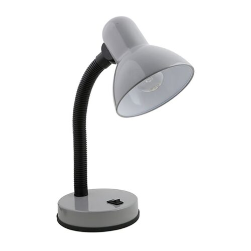 Student Desk Lamp – Cool Grey Pressed Steel Lamp Shade Flexible Stem Dimensions: 130mm x 130mm – Height: 330mm
