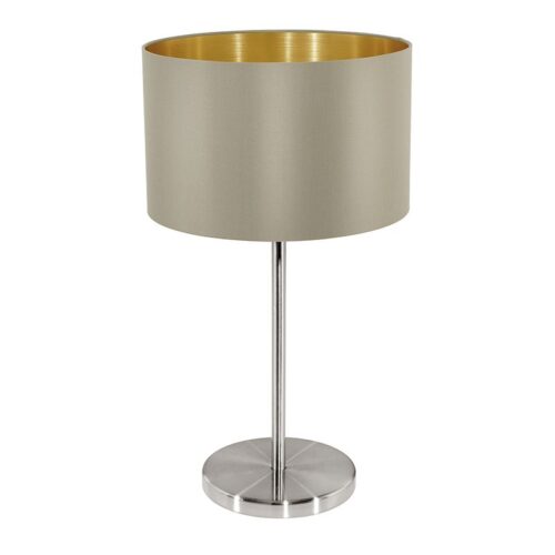 Maserlo Table Lamp Fabric – Taupe/Gold Fabric Lamp Shade Dimensions: 230mm x 230mm – Height: 310mm