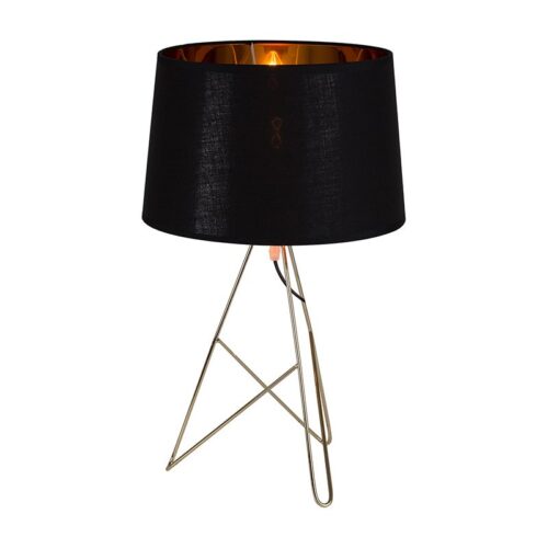 Taylor Table Lamp Metal with Fabric Shade – Brass Black Fabric Lamp Shade -E14 40 Watt Dimensions: 320mm x 320mm – Height: 560mm