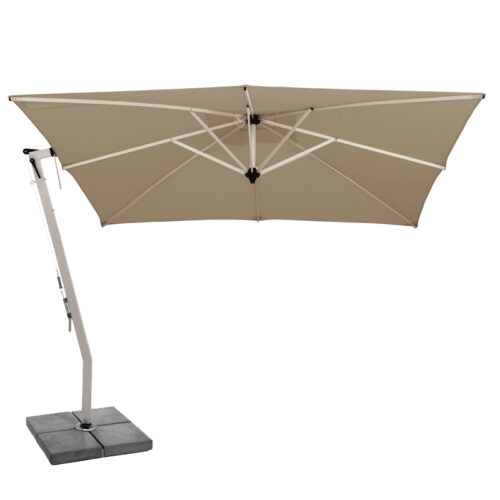 Miami Square Aluminium Tilt Umbrella – Beige 3M Square Canopy – Aluminuim Side Tilting Frame & RibsBase Excluded – Sold Separately 3M Optional Protective Cover Bag – Dark Khaki
