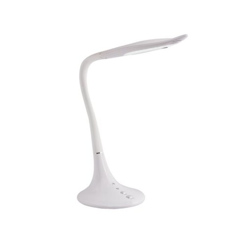 Taipei LED Desk Lamp – White LED Desk Lamp with Touch Sensor Switch and Dimmer Double Colour Temperature and Brightness are Dimmable Rubber Hose and Head can be adjusted by multi-angle