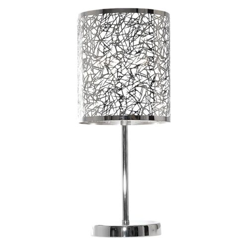 Dalian Table Lamp – Chrome & Silver Polished Chrome Table Lamp with Silver Patterned Shade Height: 470mm