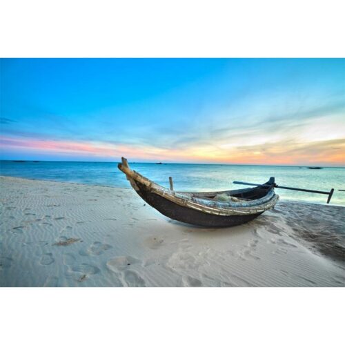 Fishermans Boat On Shore Printed Canvas Coastal Themed Printed Canvas Dimensions: 120 X 80CM