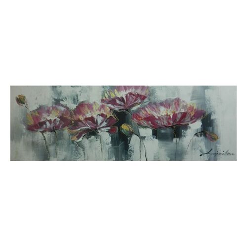 Variegated Poppy Oil Painting Floral Themed Oil on Canvas Original Painting Dimensions: 50 X 150 CM