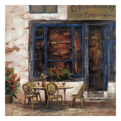 Café de Rue Oil Painting Oil on Canvas Street Scene Original Painting Dimensions: 80 X 80 CM