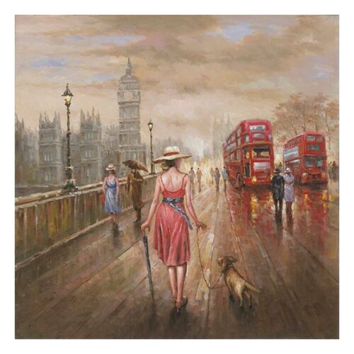 Streets of London Oil Painting A Oil on Canvas Street Scene Original Painting Dimensions: 100 X 100 CM