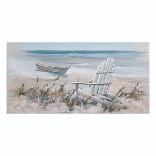 Deck Chair View Oil Painting Coastal Themed Oil on Canvas Original Painting Dimensions: 60 X 120 CM