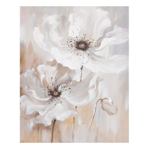 White Poppy Oil Painting A Floral Themed Oil on Canvas Original Painting Dimensions: 80 X 100 CM