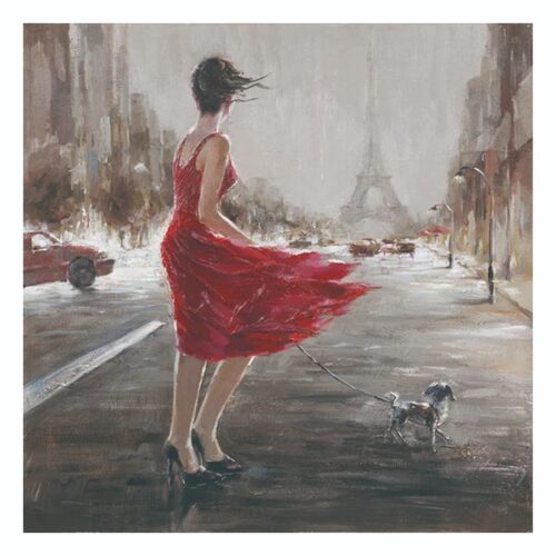 Lady in Red Oil Painting Oil on Canvas Original Figure Painting Dimensions: 100 X 100 CM