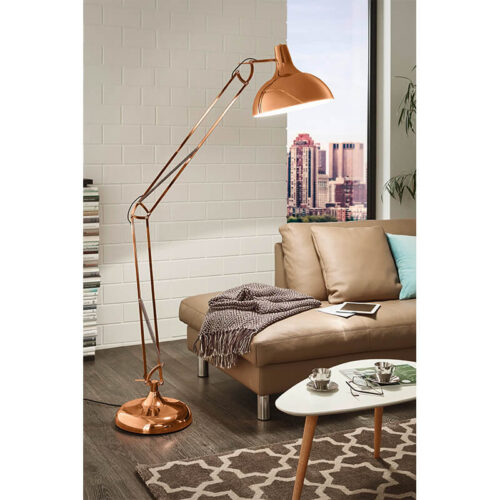 Borgillio Floor Lamp – Copper Steel Lamp Shade Inline Foot Switch 340mm x 910mm – Height: 1900mm
