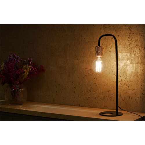 Seville Table Lamp – Black/Copper Steel Lamp Shade In-Line Switch 150mm x 150mm – Height: 520mm