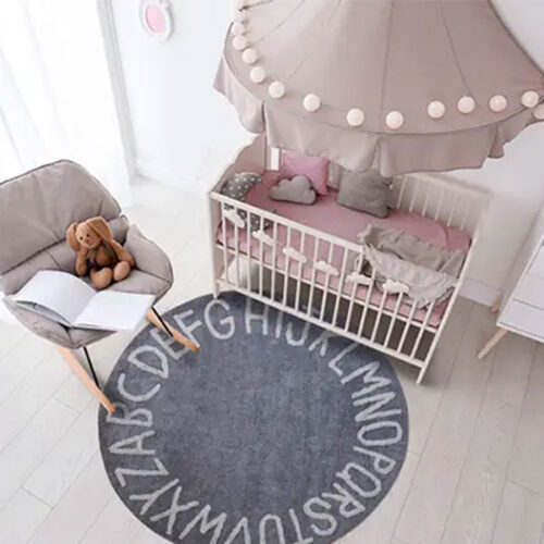 Kiddies Grey Round Rug