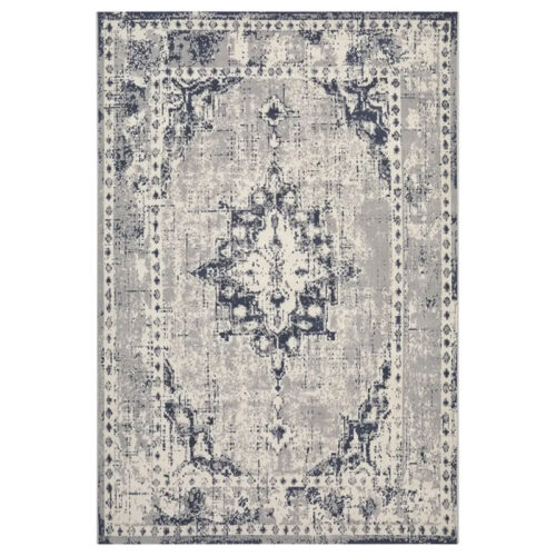 Classic Aged Vintage Floral Medallion Light Rug