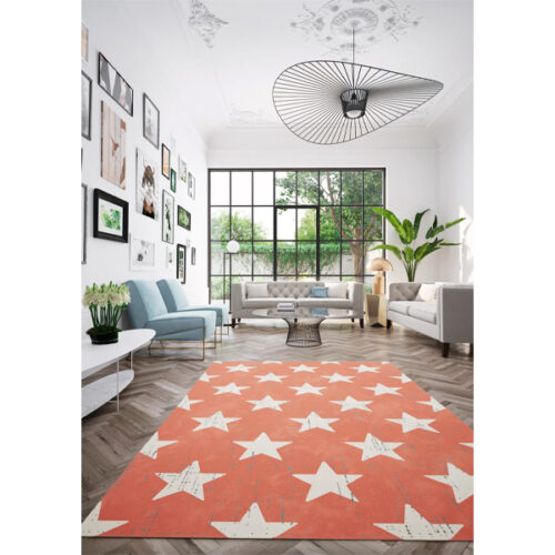 Canvas Stars Cream Star Design On Burnt Orange Background