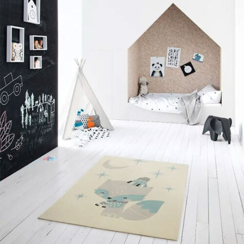 Kids Blue and White Fox rug