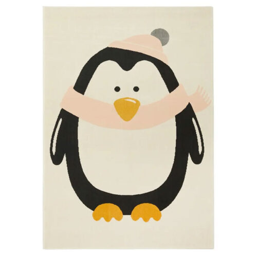 Kids Pink Penguin Rug 