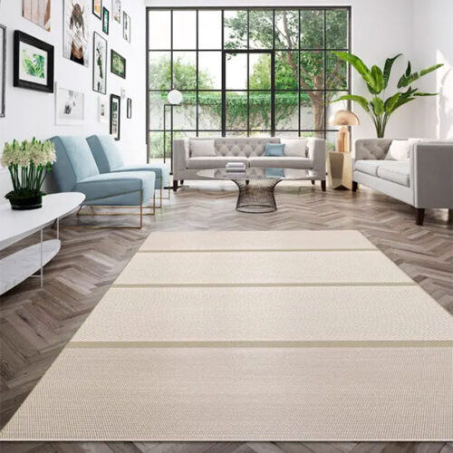 Modern Block Border Design Neutral Rug Indoor & Outdoor