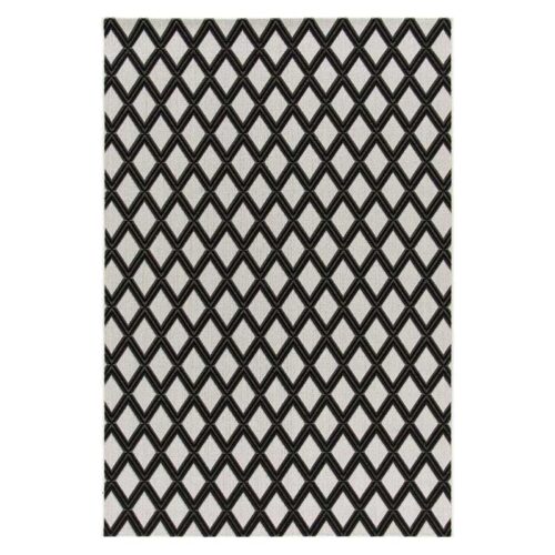 Modern Grace Double Diamond White & Black Rug