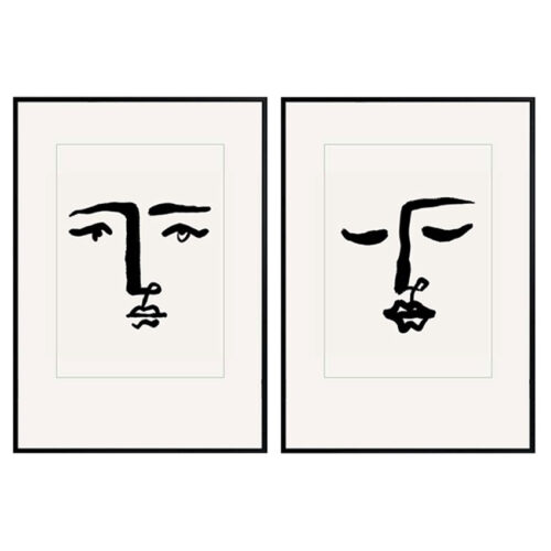 Face Duo Set of 2 In Ink Wall Art