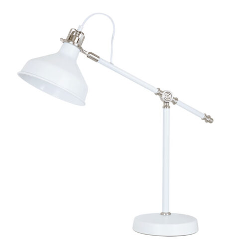 Steel Table Lamp - White & Satin Nickel