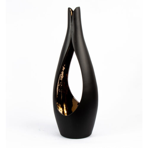 Slim Candle Holder Vase In Black - Medium
