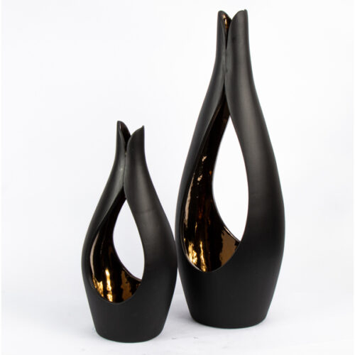 Slim Candle Holder Vase In Black - Medium & Large