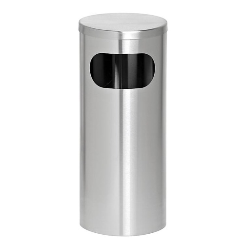 Stainless Steel Ashtray Litter Bin – Closed Lid 240mm Diameter x 600mm High