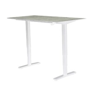 Flow Ergonomic Height Adj. Desk – White Frame 1500 x 700mm Verzasca Oak Laminate Top. 410mm of Adjustment from 720-1130mm High.
