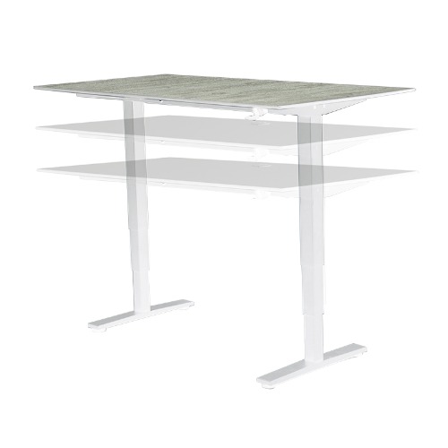 Flow Ergonomic Height Adj. Desk – White Frame 1500 x 700mm Verzasca Oak Laminate Top. 410mm of Adjustment from 720-1130mm High.