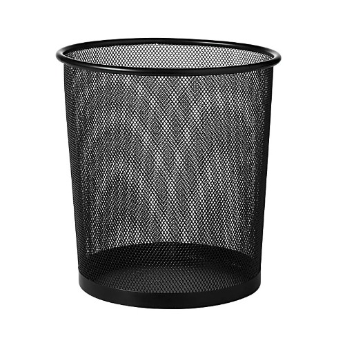 Mesh Steel Waste Paper Bin – Black 230mm Diameter x 260mm High