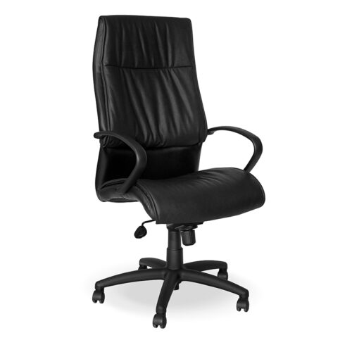 Gino High Back Office Chair Swivel & Tilt Mechanism – 1 position lock Gas Height Adjustment Black Nylon Base Black PVC