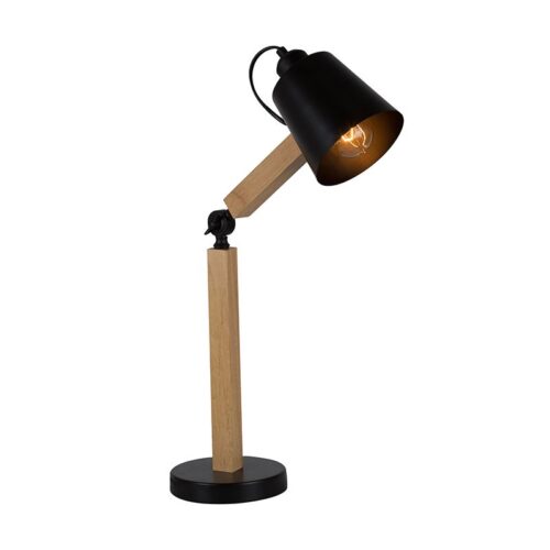 Heston Desk Lamp – Black & Natural Wood Metal & Wood Black Steel Lamp Shade Dimensions: 160mm x 330mm – Height: 620mm