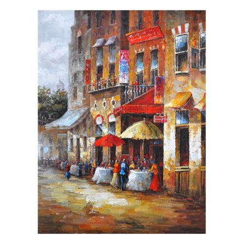 Vista Stradale Oil Painting Oil on Canvas Street Scene Original Painting Dimensions: 150 X 200 CM