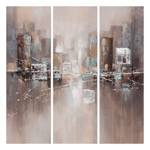 La Plata Oil Painting Oil on Canvas Street Scene Original Painting – Set of Three Dimensions: 40 X 120 CM EACH