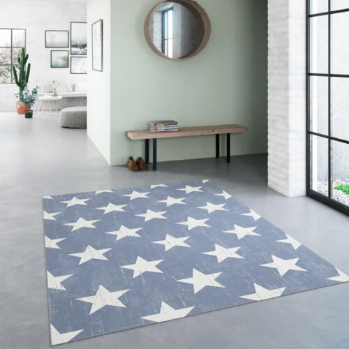 Canvas Stars Cream Star Design On Dark Blue Background