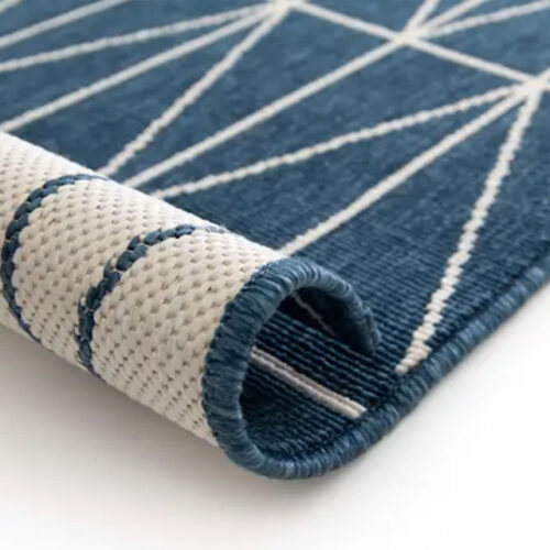 Modern Arrow Inspired Design Blue Rug Indoor & Outdoor
