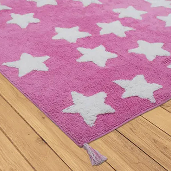 Kids Smart Pink Stars Rug 120cmx160cm Spacery