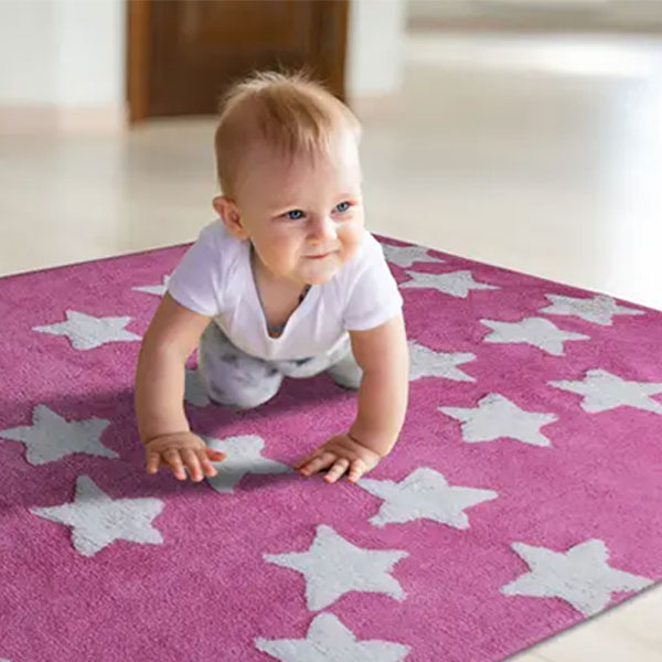 Kids Smart Pink Stars Rug 120cmx160cm Spacery
