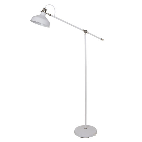 Steel Floor Light - White & Satin Nickel