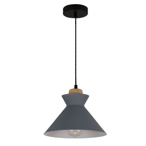 Charlotte 255mm Grey & Wood Pendant