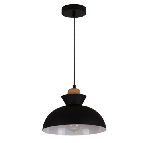 Charlotte 280mm Black/Wood Pendant