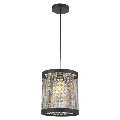 Mesh & Crystal Black Pendant 300mm