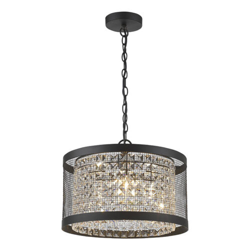 Mesh & Crystal Black Pendant 270mm